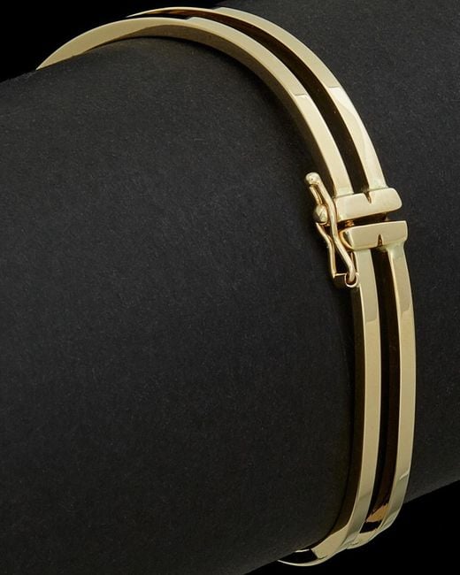 Italian Gold Black 14k Wave Hinged Bangle