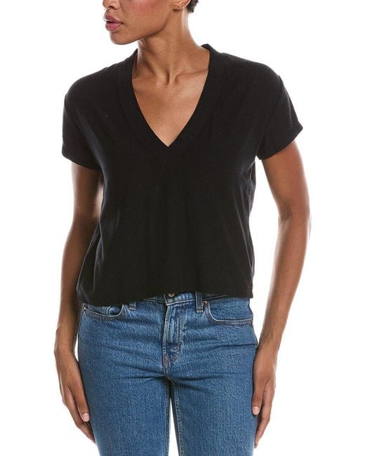 PERFECTWHITETEE Black Chase Slub Jersey V-neck T-shirt