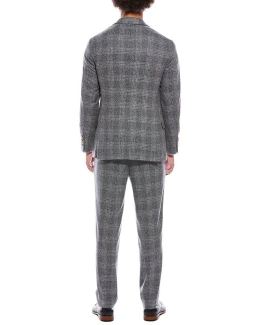 Brunello Cucinelli Gray 2Pc Silk & Wool-Blend Suit With Pleated Pant for men