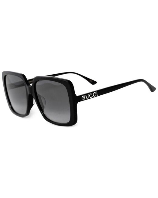 Gucci Black GG0728SA Asian Fit 001 Women's Sunglasses