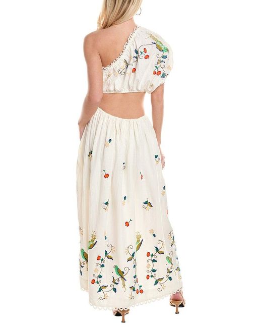 Farm Rio White Pitanga Linen-blend Maxi Dress