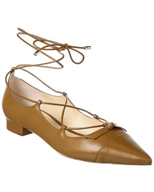Alexandre Birman Metallic Slim Clarita Lace-Up Leather Flat