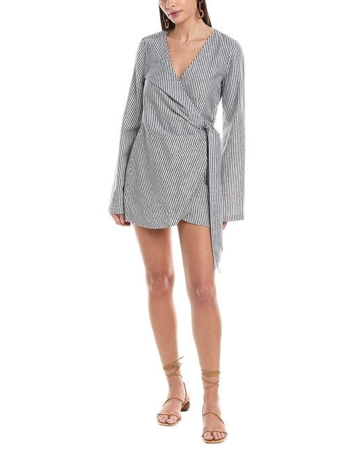Onia Gray Air Linen-Blend Wrap Dress