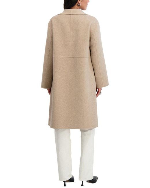Tahari Natural Coco Long Wool-Blend Coat