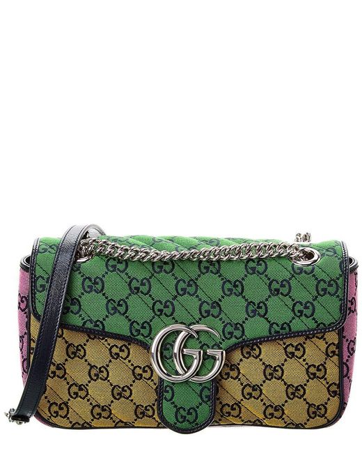 Gucci Green GG Marmont Small GG Canvas Shoulder Bag