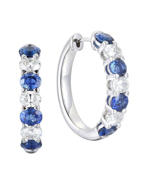 Gregg Ruth Blue 14K 5.77 Ct. Tw. Diamond & Sapphire Huggie Earring