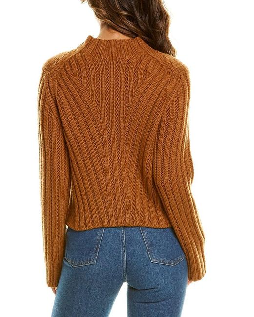 Vince Orange Rib Transfer Cashmere & Wool-blend Sweater