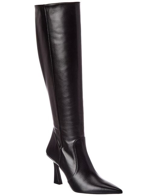 Stuart Weitzman Black Vinnie Zip Leather Boot 85