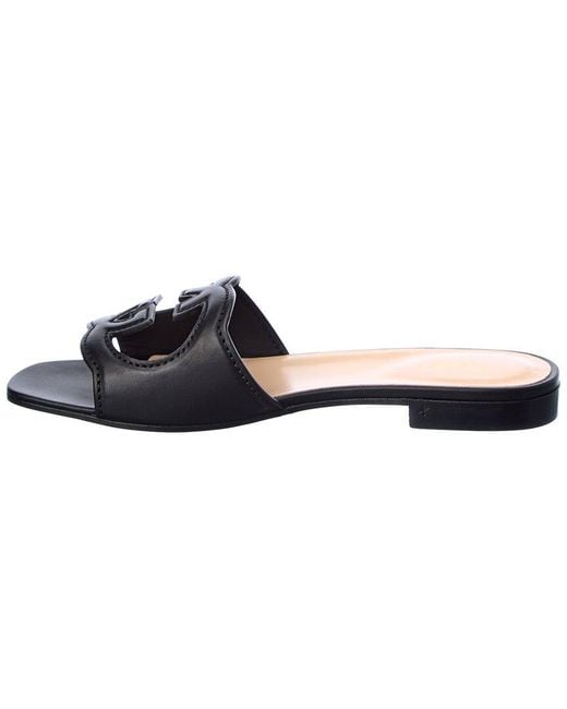 Gucci Blue Interlocking G Cutout Leather Sandal