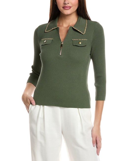 Nanette Lepore Green 1/4-Zip Sweater