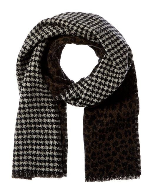 AllSaints Black Reversible Leopard Wool-blend Scarf