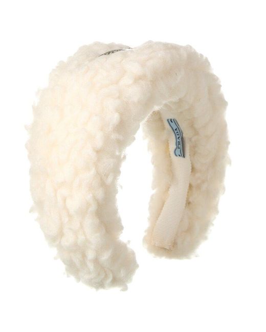 Prada Shearling Headband in Natural Lyst UK