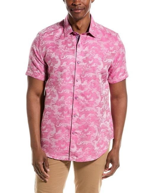 Robert Graham Pink Wave You Classic Fit Woven Shirt for men