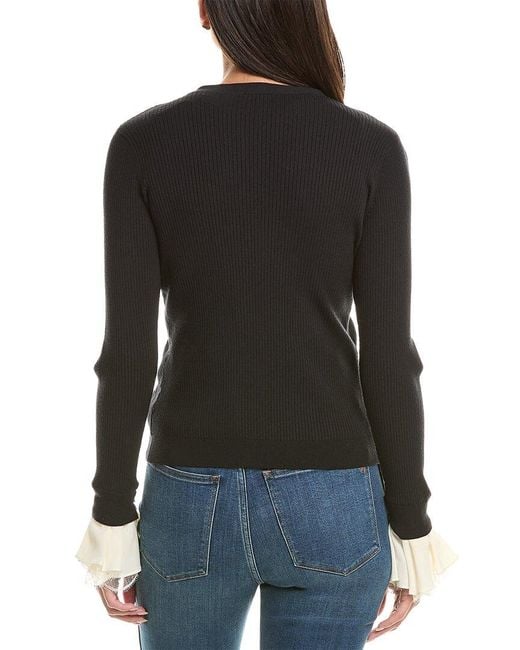 Cinq À Sept Black Bernadette Pre-Styled Rib Cardigan