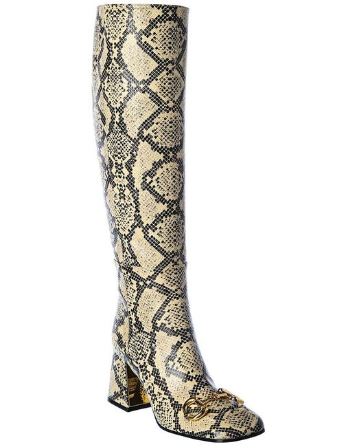 Gucci Horsebit Python-embossed Leather Knee-high Boot - Lyst