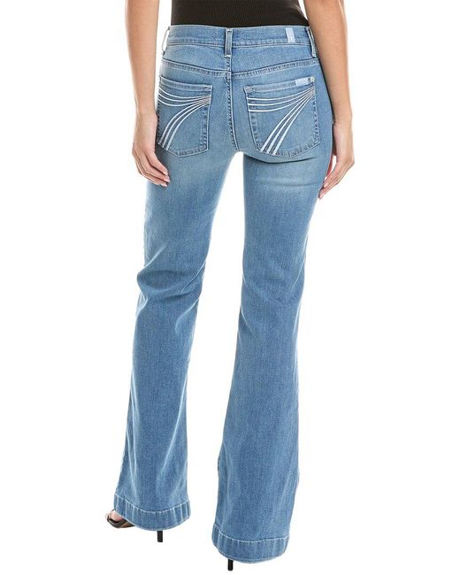 7 For All Mankind Blue Dojo Ideal Slim Evolution Flare Leg Trouser Jean