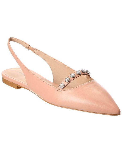 Stuart Weitzman Pink Pearl Leather Slingback Flat