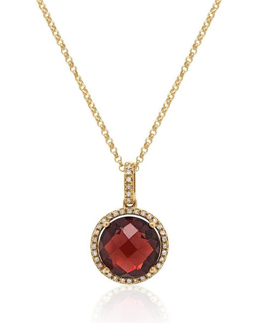 Diana M Metallic Fine Jewelry 14k 4.20 Ct. Tw. Diamond & Garnet Pendant Necklace