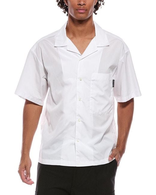 Palm Angels White Curved Logo Classic Shirt for men