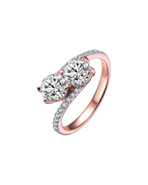 Genevive Jewelry White 14k Rose Gold Vermeil Cz Ring