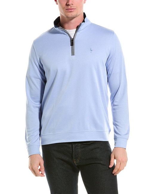 Tailorbyrd Blue 1/4-zip Mock Pullover for men