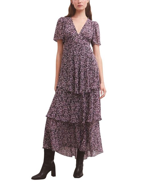Z Supply Purple Everly Floral Midi Dress