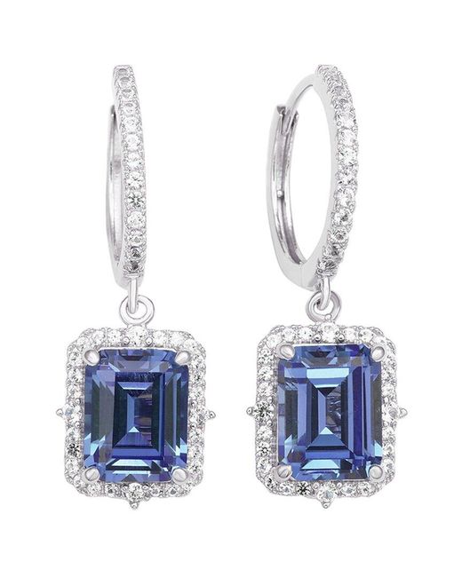 Suzy Levian Blue Silver 0.02 Ct. Tw. Diamond & Gemstone Earrings