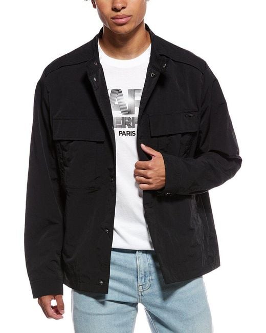 Karl Lagerfeld Black Moto Collar Windbreaker for men