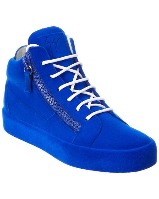 Giuseppe Zanotti Blue The Unfinished Velvet Sneaker for men