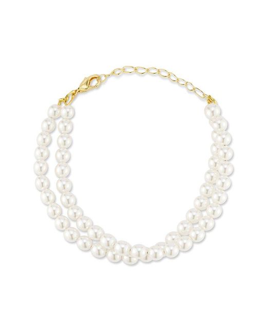 Chloe and Madison White Plated Double Row Bracelet