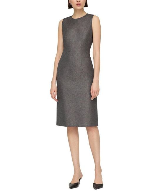 Lafayette 148 New York Gray Harpson Wool-Blend Dress