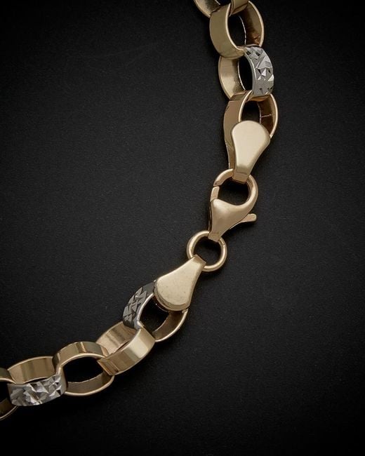 Italian Gold Black 14k Two-tone Reversible Link Bracelet