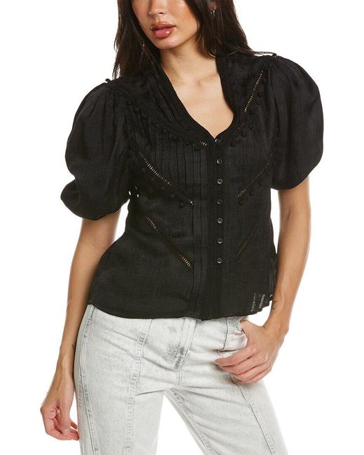 IRO Black Poyra Linen-blend Shirt