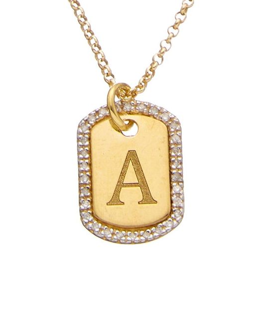 Meshmerise Metallic 18K Over 0.20 Ct. Tw. Diamond Dog Tag Initial Necklace (A-Z)