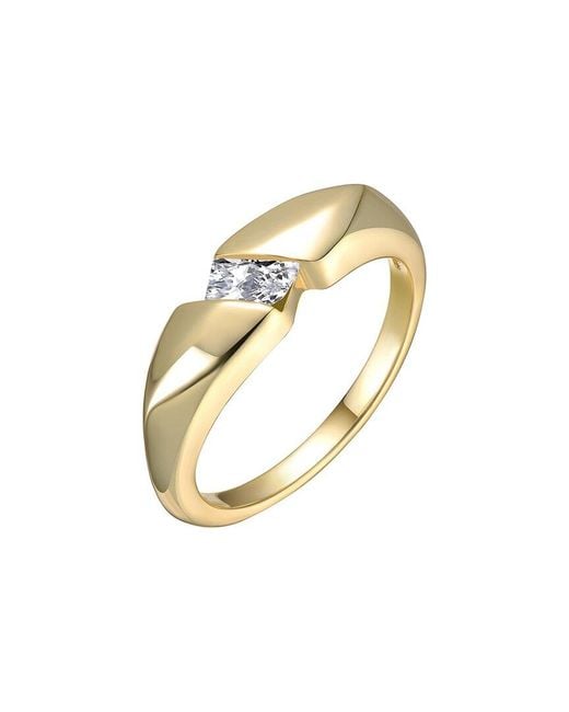 Rachel Glauber Metallic 14K Plated Cz Statement Ring