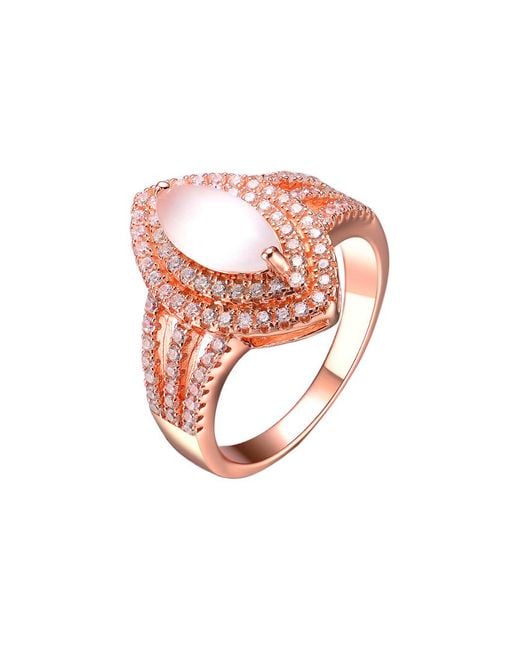 Genevive Jewelry White 14k Rose Gold Vermeil Cz Ring