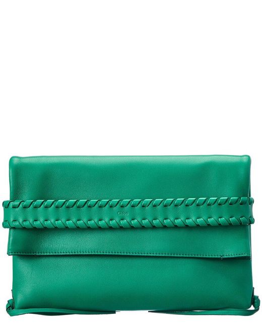 Chloé Green Mony Leather Clutch