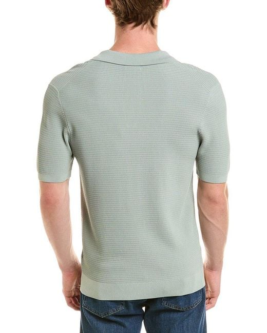 Reiss Green Racer Open Collar Text Sweater for men