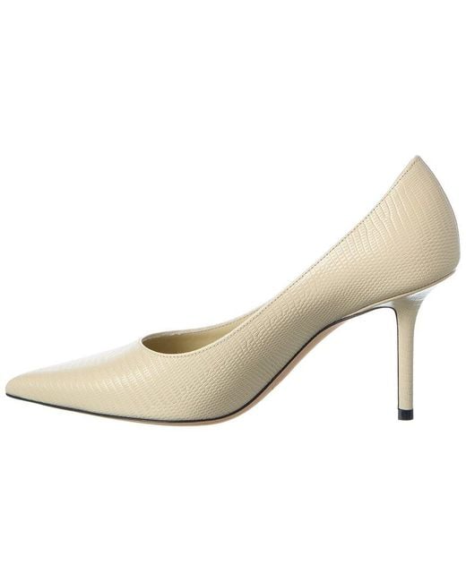 Jimmy Choo White Love 85 Lizard-embossed Leather Pump