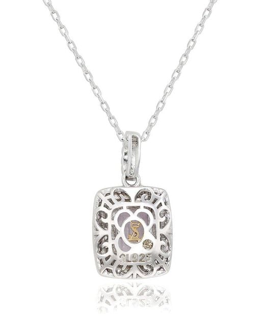 Suzy Levian White Silver 0.02 Ct. Tw. Diamond & Gemstone Pendant