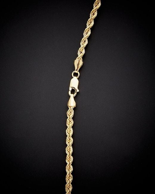Italian Gold Black 14k Hollow Rope Chain Necklace