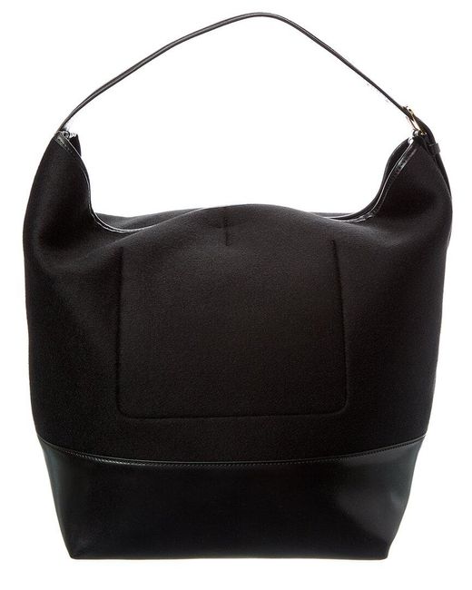 Totême  Black Wool & Leather Tote