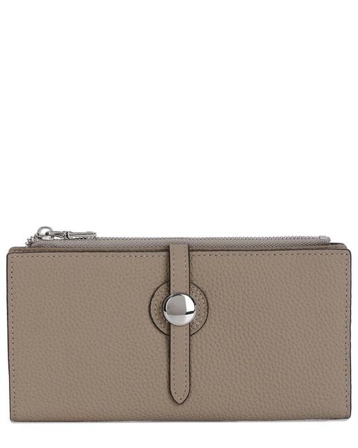 Tiffany & Fred Paris Gray Pebble Leather Wallet