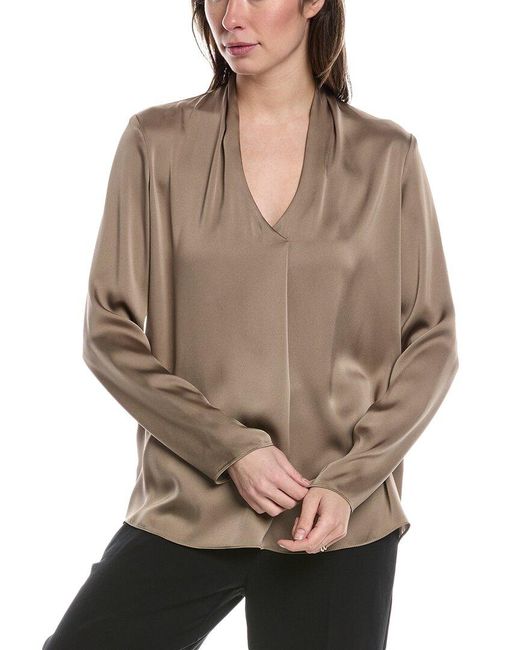 Joseph Ribkoff Brown Front Pleat Top