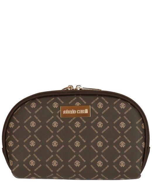 Roberto Cavalli Brown Dome Cosmetic Bag