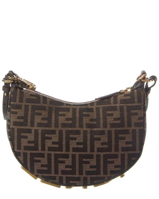 Fendi Gray Graphy Mini Ff Jacquard Hobo Bag