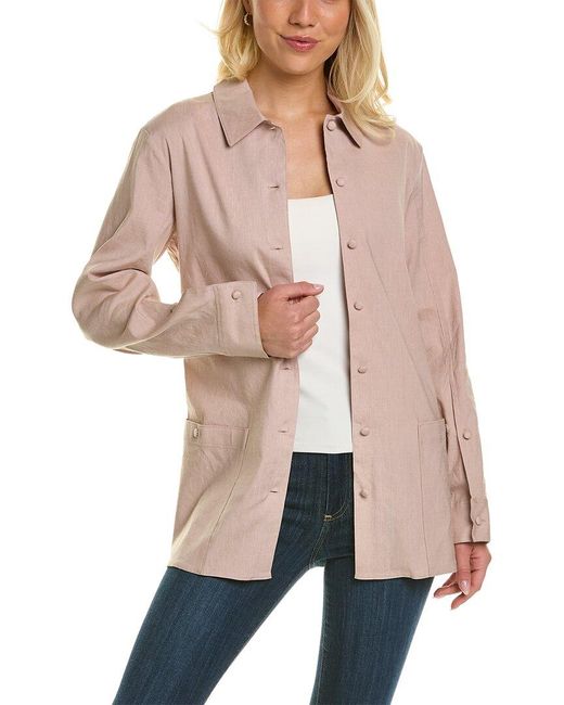 Theory Natural Soft Linen-blend Shirt Jacket