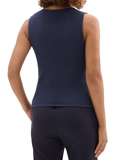 Theory Blue V-Neck Boucle Tank Top
