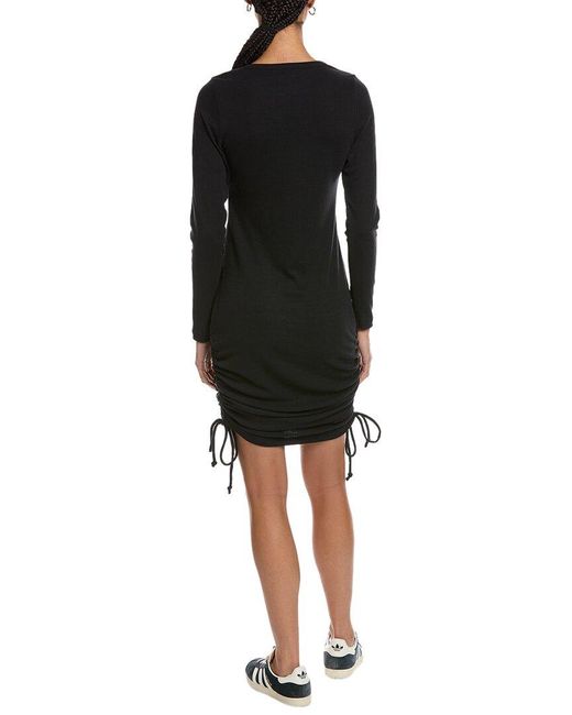 Chaser Brand Black Cinched Linen-blend Midi Dress