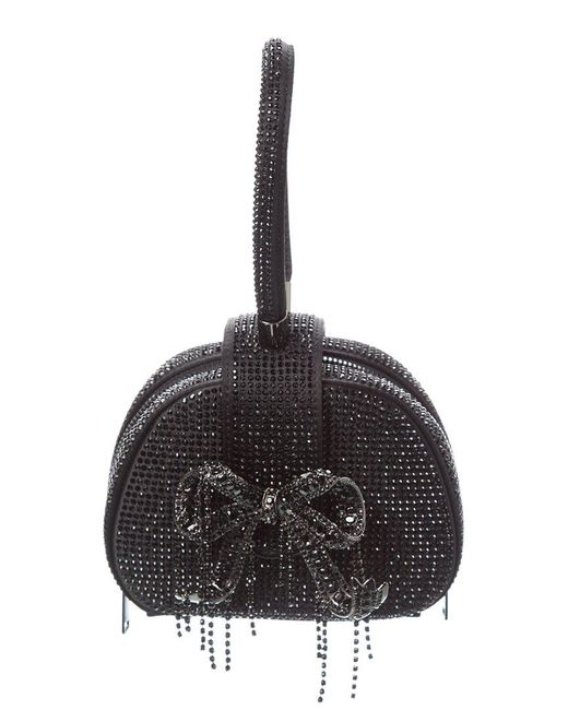 Self-Portrait Black Rhinestone Top Handle Micro Bag
